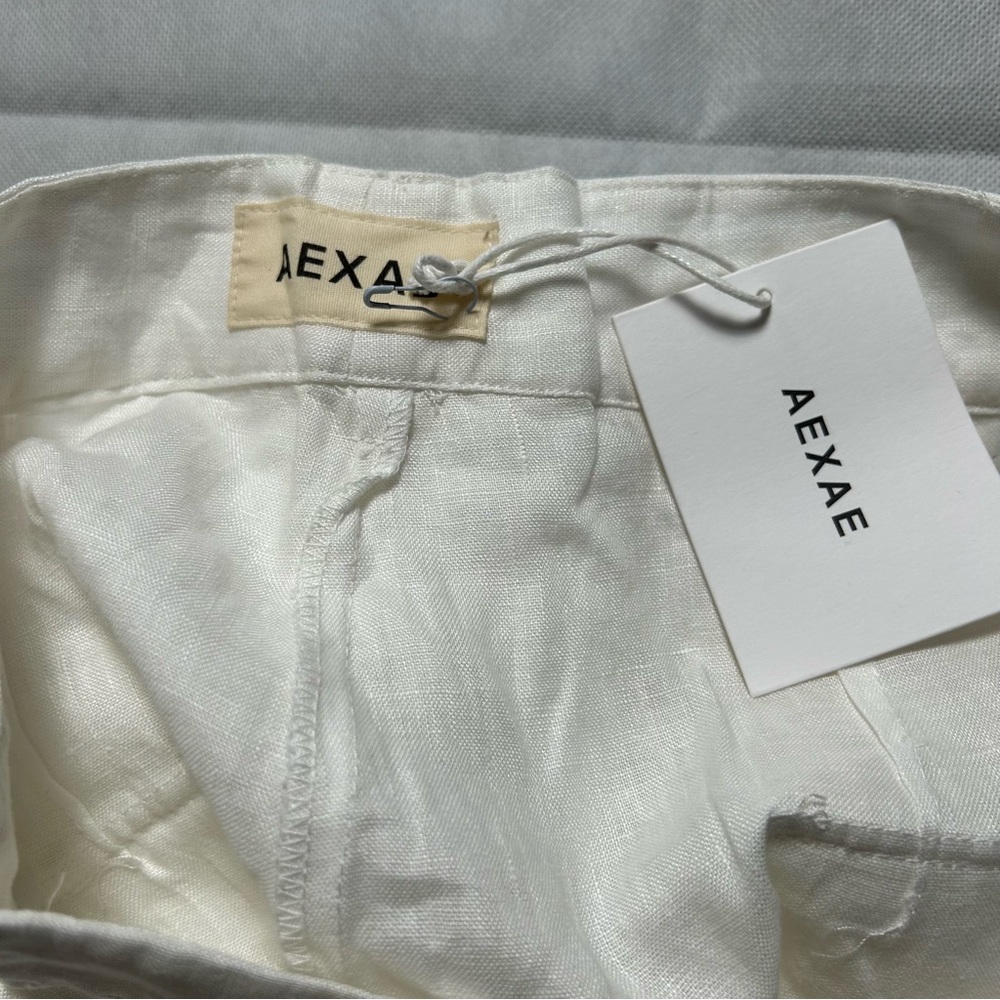 AEXAE wide leg white linen pants NWT size large - Picture 6 of 7